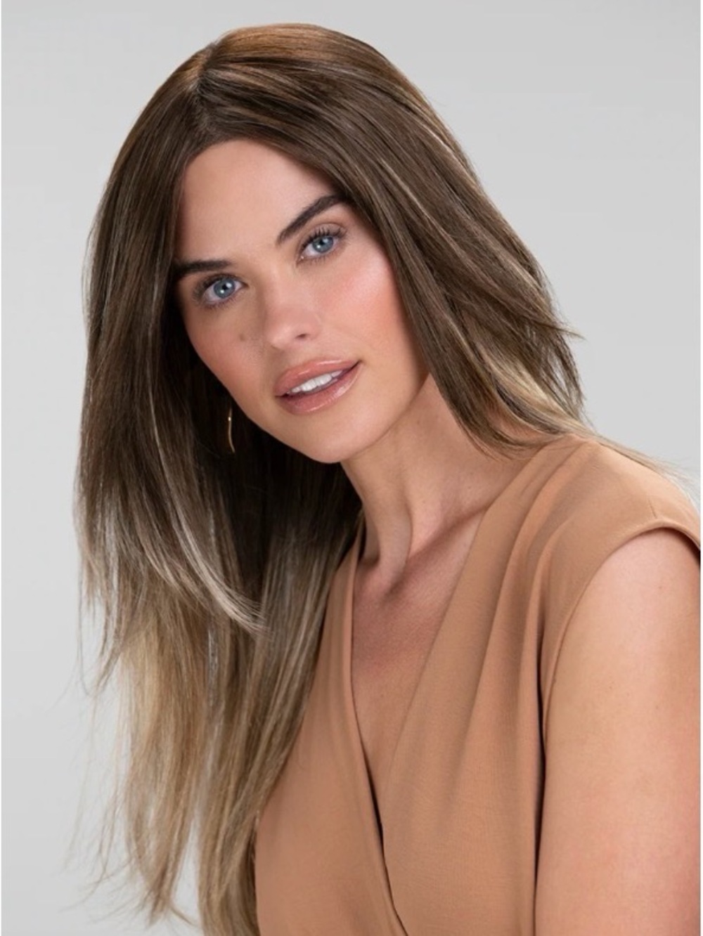 Zara Lite Jon Renau Layered Synthetic Wig Brown Blonde Hand Tied Monofilament - Picture 4 of 17
